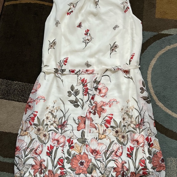 Primark Ladies Off White Floral Belted Dress Sz 12 - Picture 4 of 6